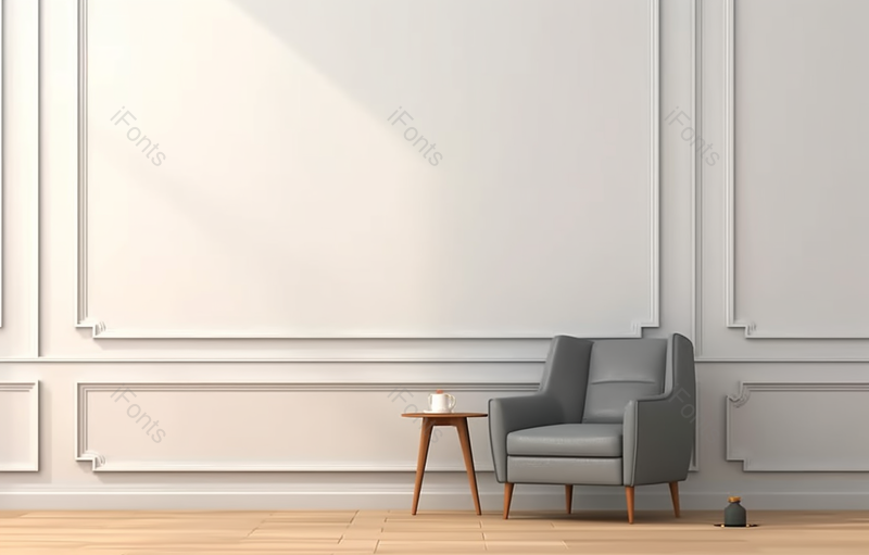 欧式风格装修银色墙面木地板阳光扶手椅桌子室内无人场景图像摄影,高清,摄影图,摄影图片,图片大全,摄影图免费下载